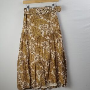 Free People MINKPINK Sistan Belted Midi Paisley Skirt Sz S, Boho Gypsy Festival